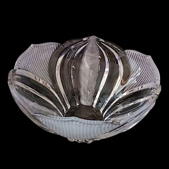 Imperlux Lead Crystal Bowl Dogwood Pattern Hand Cut Victorian Art Deco Style Vtg - Picture 4 of 16